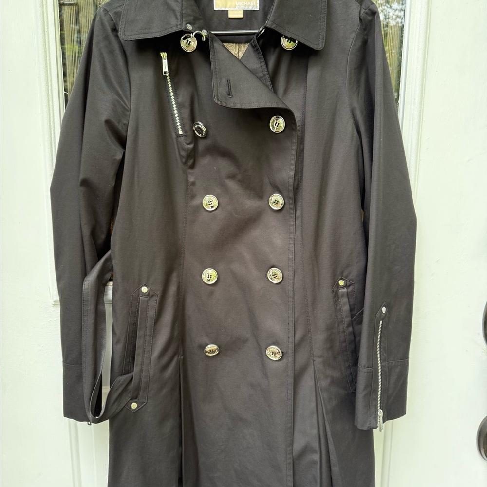 Michael Kors Classic Black Double-Breasted Women's Trench Coat